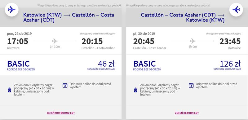 Czas lotu Polska Hiszpania