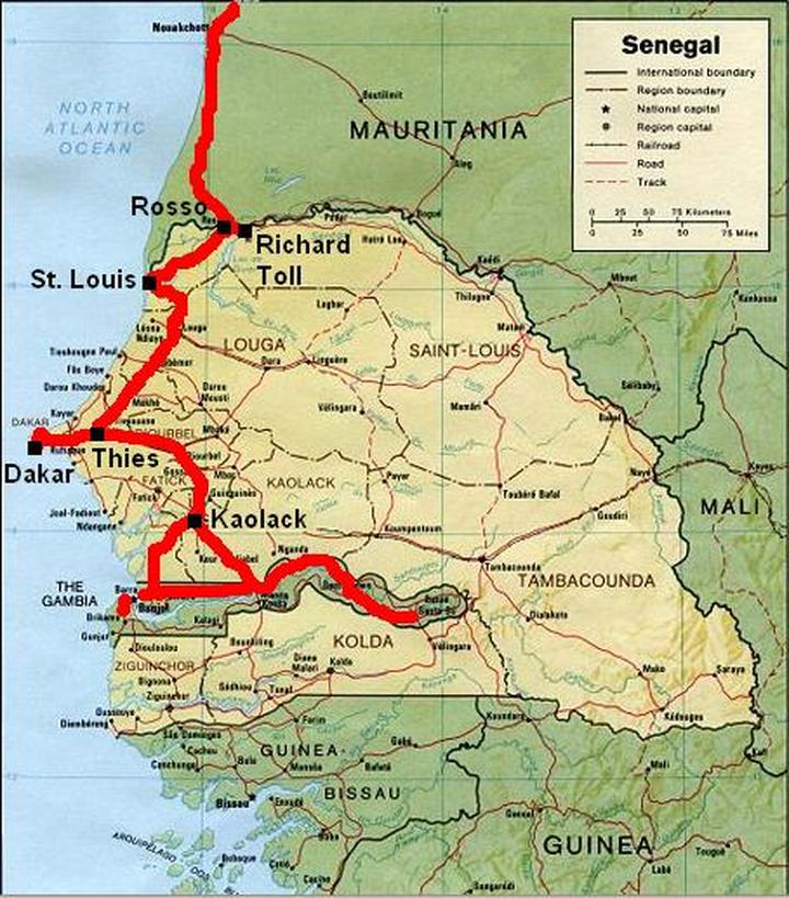 Senegal na mapie Afryki